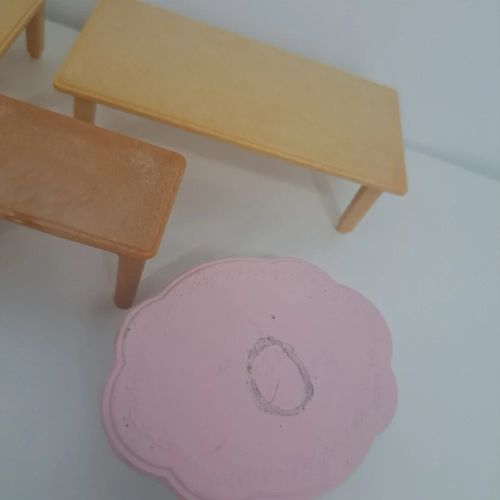 Calico Critters Sylvanian Families Furniture Lot Tables Chairs Bench Pink Yellow